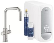 Baterie bucatarie Grohe Blue Home Ondus crom periat Supersteel pipa tip U si Starter Kit