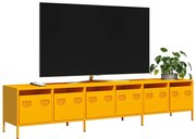 vidaXL Dulap TV, galben muștar, 202x39x43,5 cm, oțel laminat la rece