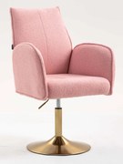 HR280N Scaun Roz Pudra Boucle cu Bază Aurie