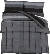 vidaXL Set cu husă de pilotă, gri închis, 200x200 cm, bumbac