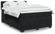 vidaXL Pat box spring cu saltea, negru, 140x190 cm, catifea