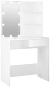 Masa de toaleta cu LED, alb, 74,5x40x141 cm