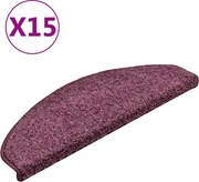 vidaXL Covorașe pentru scări, 15 buc., 65x21x4 cm, violet închis, semirotunde, mari