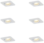 Set de 6 spoturi încastrate rotunjite albe GU10 50mm rotative și înclinabile IP44 - Alberto