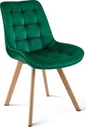 Scaun Bucatarie/Dining Sunny Catifea Verde, Picioare Metalice Finisaj Lemn