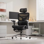 Scaun ergonomic, Sezut translatie, cotiere 9D, tetiera 3D, suport lombar 3D Adaptive, pivotant, suport picioare, Negru