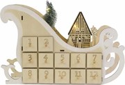 Calendar advent din lemn cu 12 sertare, LED cald, timer, san