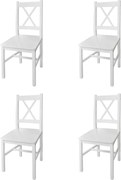 vidaXL Scaune de bucătărie, 4 buc., alb, lemn de pin