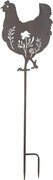 Decor de grădină din metal, model găină, 32x2x113 cm