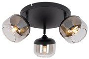 Spotlight de design negru cu auriu și sticlă fumurie 3 lumini rotund - Kyan