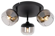 Spotlight de design negru cu auriu și sticlă fumurie 3 lumini rotund - Kyan