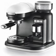 Espressor manual Ariete ESPRESSO MODERNA 1318/01, 1080W, 15 bar, 0.8 L, Rasnita încorporata, Spumare lapte, Alb/Negru