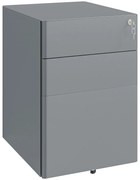 Vinsetto Comodă de Birou cu 3 Sertare și Încuietoare, Comodă pentru Birou cu Rotile din Oțel, 39x48x59 cm, Gri | Aosom Romania