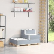 vidaXL Strat înălțat cu 3 niveluri, gri, 120x80 cm, lemn masiv pin