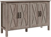 HOMCOM Dulap în Stil Rustic cu 2 Rafturi Reglabile pentru Depozitare, Dulap pentru TV cu 4 Uși, 120x37x75 cm, Gri | Aosom Romania