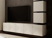 Comodă TV suspendată Asha 200 cm, partea frontală riflat – cashmere