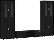 vidaXL Set comodă TV cu sertar cu raft FLORIN Negru Lemn compozit