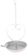Hanging metal bird feeder Bird's heart white, 18 x21 cm