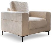 Fotoliu bej cu tapițerie din catifea reiată Lofty Lilly – Miuform