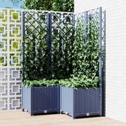 vidaXL Jardinieră de grădină cu spalier,albastru gri, 80x80x136 cm, PP