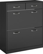 HOMCOM Dulap pentru Pantofi Modern cu 2 Rafturi Regabile și 2 Sertare din Lemn Negru | Aosom Romania
