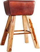 Scaun de bar cu design inspirat din echipamentul sportiv, picioare din lemn si piele, Bock Leder A-36815 VC