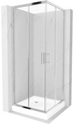 Mexen Rio cabină de duș pătrată 80 x 80 cm, transparent, crom + cadă Rio, alb - 860-080-080-01-00-4510