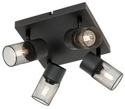 Plafoniera industriala neagra cu 4 lumini reglabile - Jim