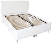 Pat tapitat 1400x2000 alb cu somiera rabatabila