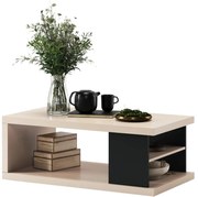 Masă de cafea LORA, bej/negru, cu poliță și spațiu de depozitare