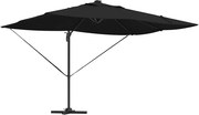 vidaXL Umbrelă de soare Negru 352 x 251 x 265 cm Poliester și Aluminiu