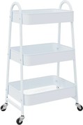 vidaXL Cărucior de depozitare 3 niveluri alb42x41,5x77 cm oțel