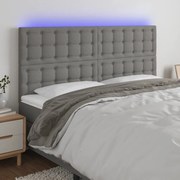 vidaXL Tăblie de pat cu LED, gri închis, 160x5x118/128 cm, textil