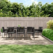 vidaXL Set mobilier grădină cu perne, 9 piese, negru, poliratan &amp; oțel