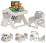 AIYAPLAY Set Masă și Scaun pentru Copii 3 în 1 cu Masă de Construcție, Tablă, Suport Convertibil și Containere, Masă Multiactivitate cu Scaun de Plastic pentru Copii 2-4 Ani pentru Cameră Copii | Aosom Romania