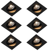Set 6 becuri Spot modern încastrat negru reglabil - Chuck 70