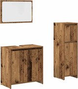 vidaXL Set mobilier de baie, 3 piese, lemn vechi, lemn prelucrat