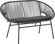 Outsunny Bancă Acapulco cu Brațe, Perne și Cadru din Oțel, Greutate Maximă 260 kg pentru Balcon, Terasă, Grădină 132x72x83 cm Negru | Aosom Romania