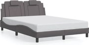 vidaXL Cadru de pat, Viana, fără saltea, gri, 140x190 cm, piele ecologică