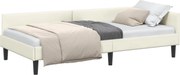 vidaXL Cadru de pat colțar cu headboard Crem 90 cm x 190 cm Catifea