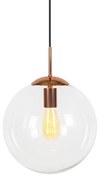 Lampa suspendata Art Deco cupru cu sticla transparenta 30 cm - Ball 30