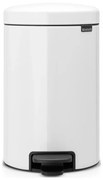 Cos de gunoi cu pedala Brabantia NewIcon 649019, 12 L, Inchidere lina, Baza antiderapanta, Alb