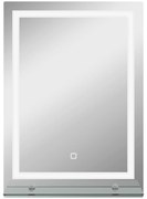 Kleankin Oglindă de Baie cu Lumini LED în 3 Culori Reglabile și Raft din Sticlă, 50x12x70 cm, Argintiu | Aosom Romania