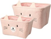 Set de coșuri de depozitare Hatu pentru copiiPisică, 2 bucăți, roz