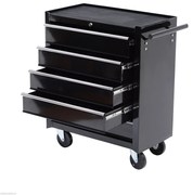 HOMCOM Dulap de scule, dulap de unelte, cu roți, 5 sertare, Oțel, Negru | Aosom Romania