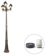 Llanterna de exterior inteligentă auriu antic 3 lumini IP44 cu Wi-Fi ST64 - Capital