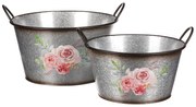 Set recipiente de flori Trandafiri, 2 buc, 2 dimensiuni, metal, 33 x 18 x 33 cm