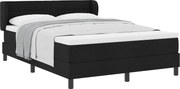vidaXL Pat cu arcuri cu saltea Negru 140 x 190 cm țesătură