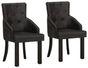 vidaXL Scaune de bucătărie, 2 buc., negru, piele naturală de capră