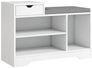 HOMCOM Mobilier și banc pentru pantofi 1 sertar și 3 compartimente, capacitate 5 perechi MDF, 76,5L x 30A x 52Î cm | Aosom Romania